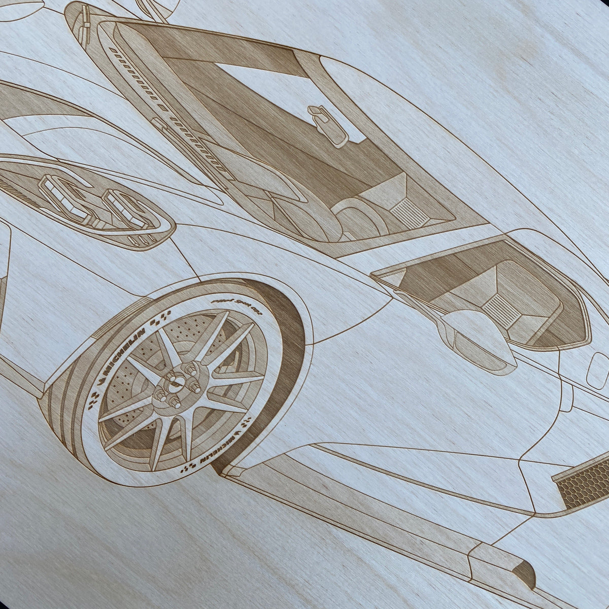 Ford GT Framed Wood Engraved Artwork