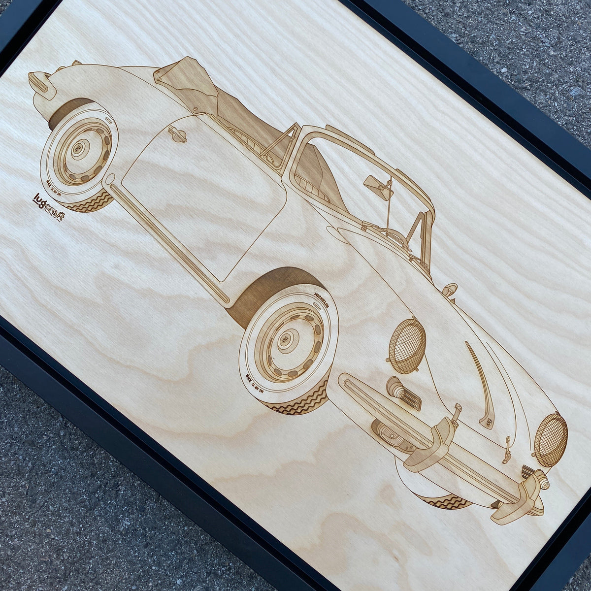Porsche 356 SC Cabriolet Framed Wood Engraved Artwork