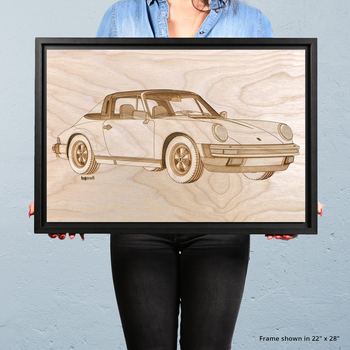 Porsche 911 Targa 1985 Framed Wood Engraved Artwork