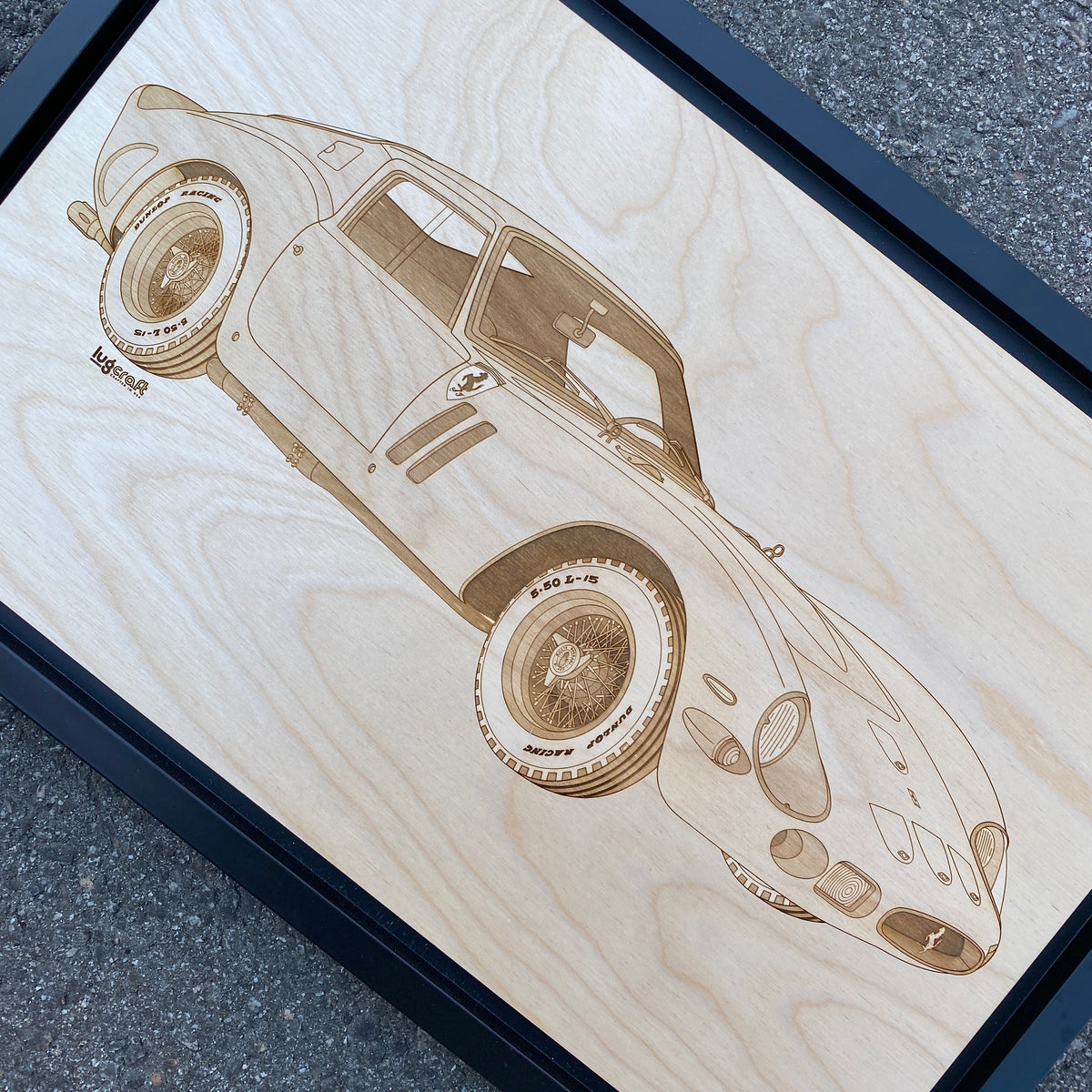 Ferrari 250 GTO Framed Wood Engraved Artwork