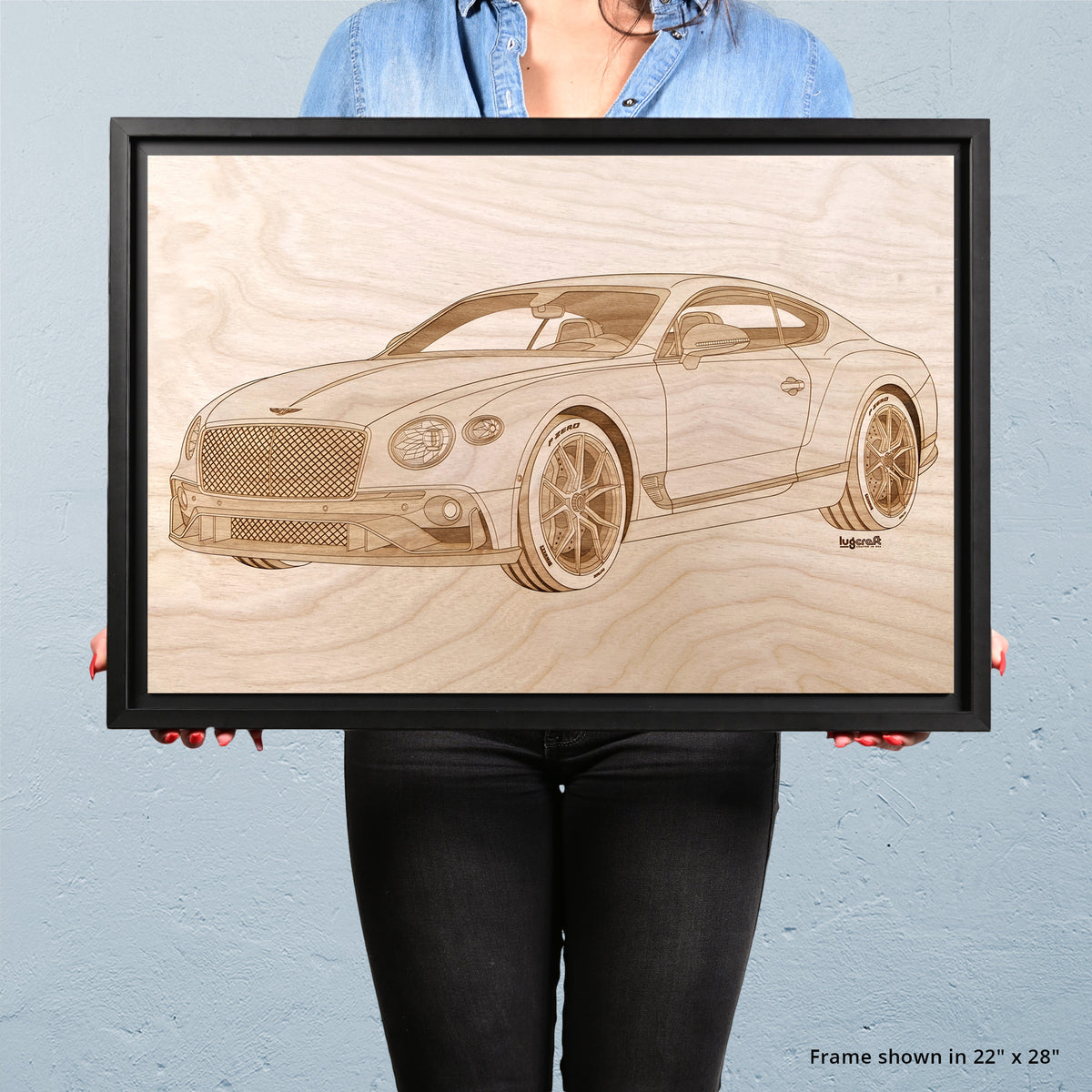Bentley Continental GT 2020 Framed Wood Engraved Artwork