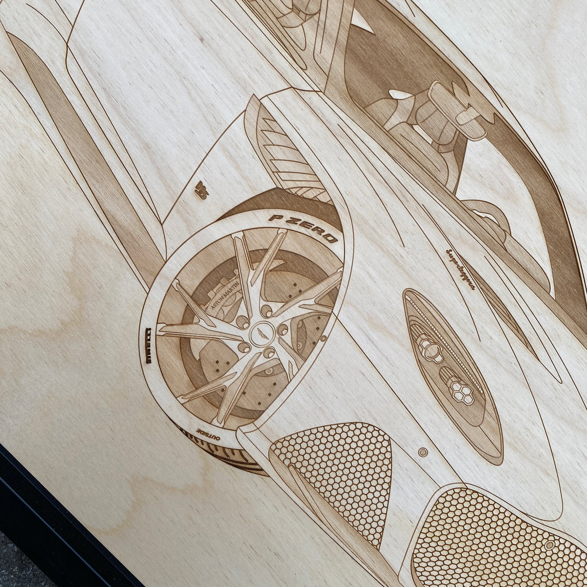 Aston Martin DBS Superleggera 2020 Framed Wood Engraved Artwork