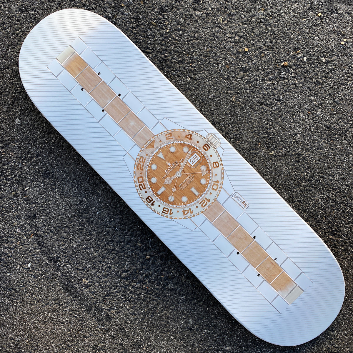 Rolex GMT Master II Root Beer Skateboard Deck Art - White - Lugcraft Inc