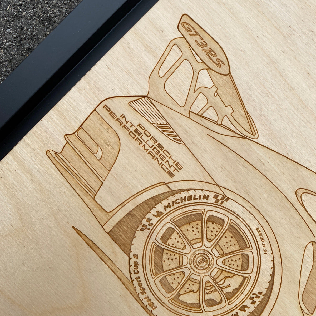Porsche 911 GT3RS Livery 2 Framed Wood Engraved Artwork