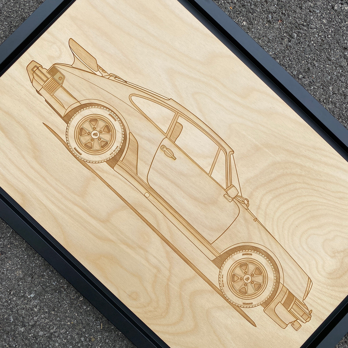 Porsche 930 Turbo Framed Wood Engraved Artwork
