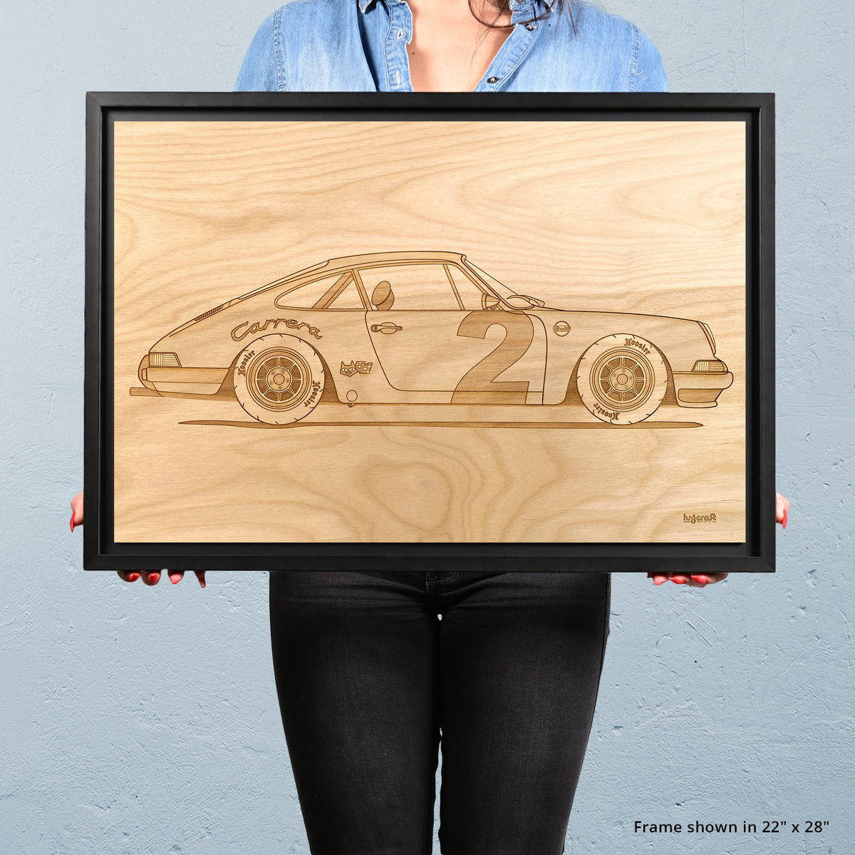Porsche 911 &quot;Pebbles&quot; Framed Wood Engraved Artwork