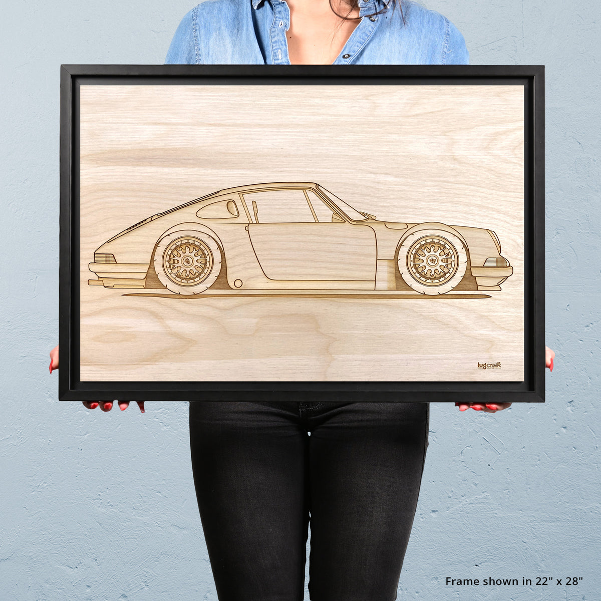 Porsche 911 Hotrod Framed Wood Engraved Artwork
