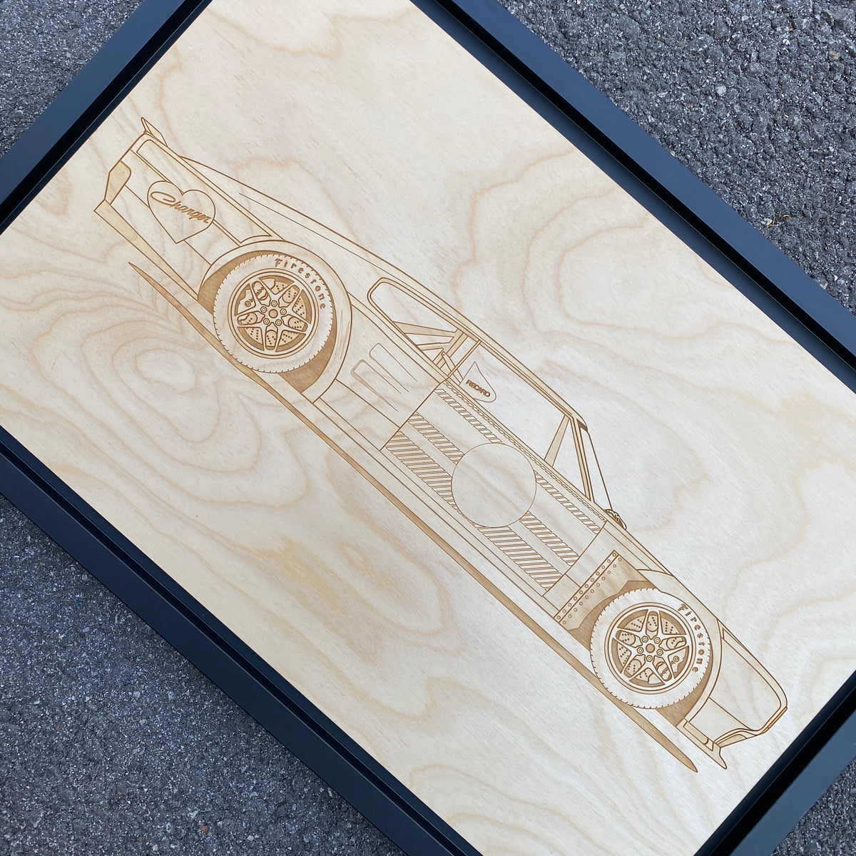 Dodge Charger Hotrod Framed Wood Engraved Artwork