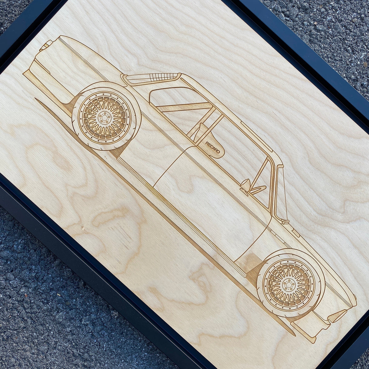 BMW 2002 Framed Wood Engraved Artwork