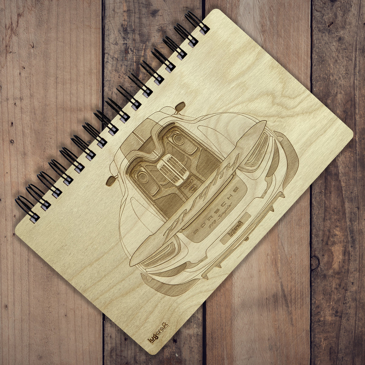 Porsche 918 Spyder Engraved Notebook - 6&quot; x 9&quot; - Lugcraft Inc