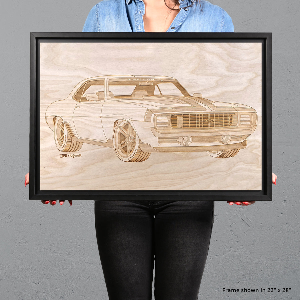 Ringbrothers G-CODE Camaro Framed Wood Engraved Artwork