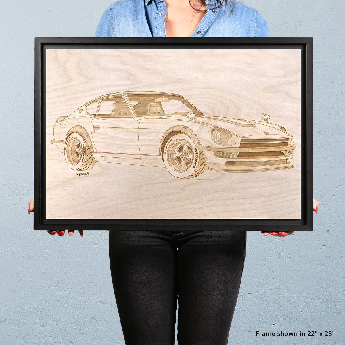 Datsun 240Z Fairlady Framed Wood Engraved Artwork