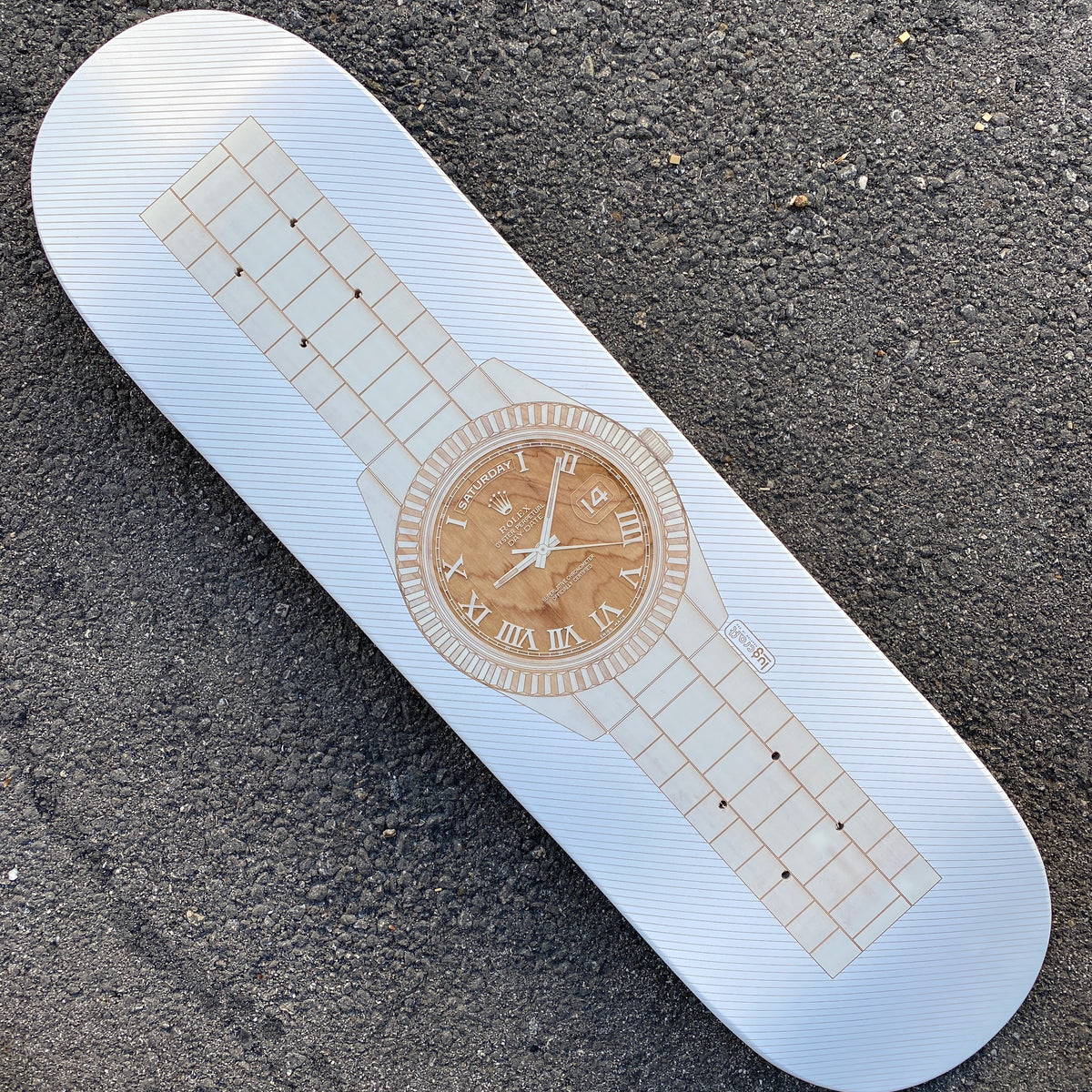 Rolex President Day-Date Skateboard Deck Art - White - Lugcraft Inc