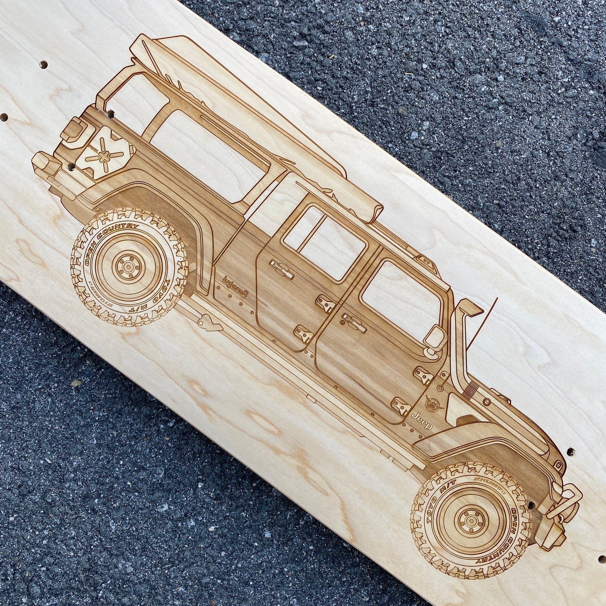 Jeep Gladiator Overlanding Skateboard Deck Art - Lugcraft Inc
