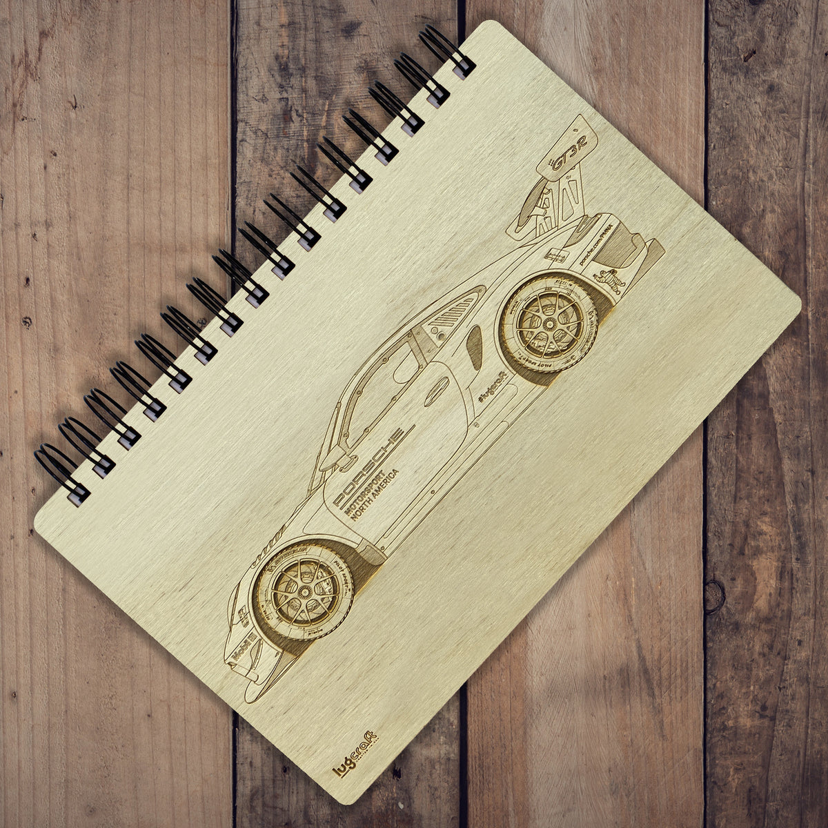 Porsche 911 GT3R Livery Engraved Notebook - 6&quot; x 9&quot; - Lugcraft Inc