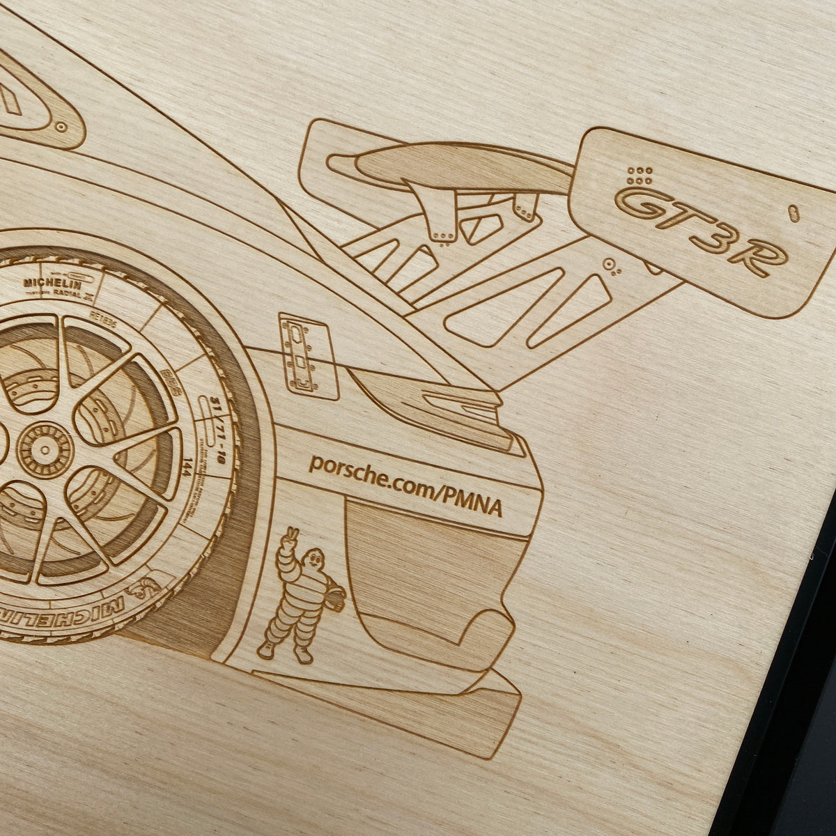 Porsche 911 GT3R Livery Framed Wood Engraved Artwork