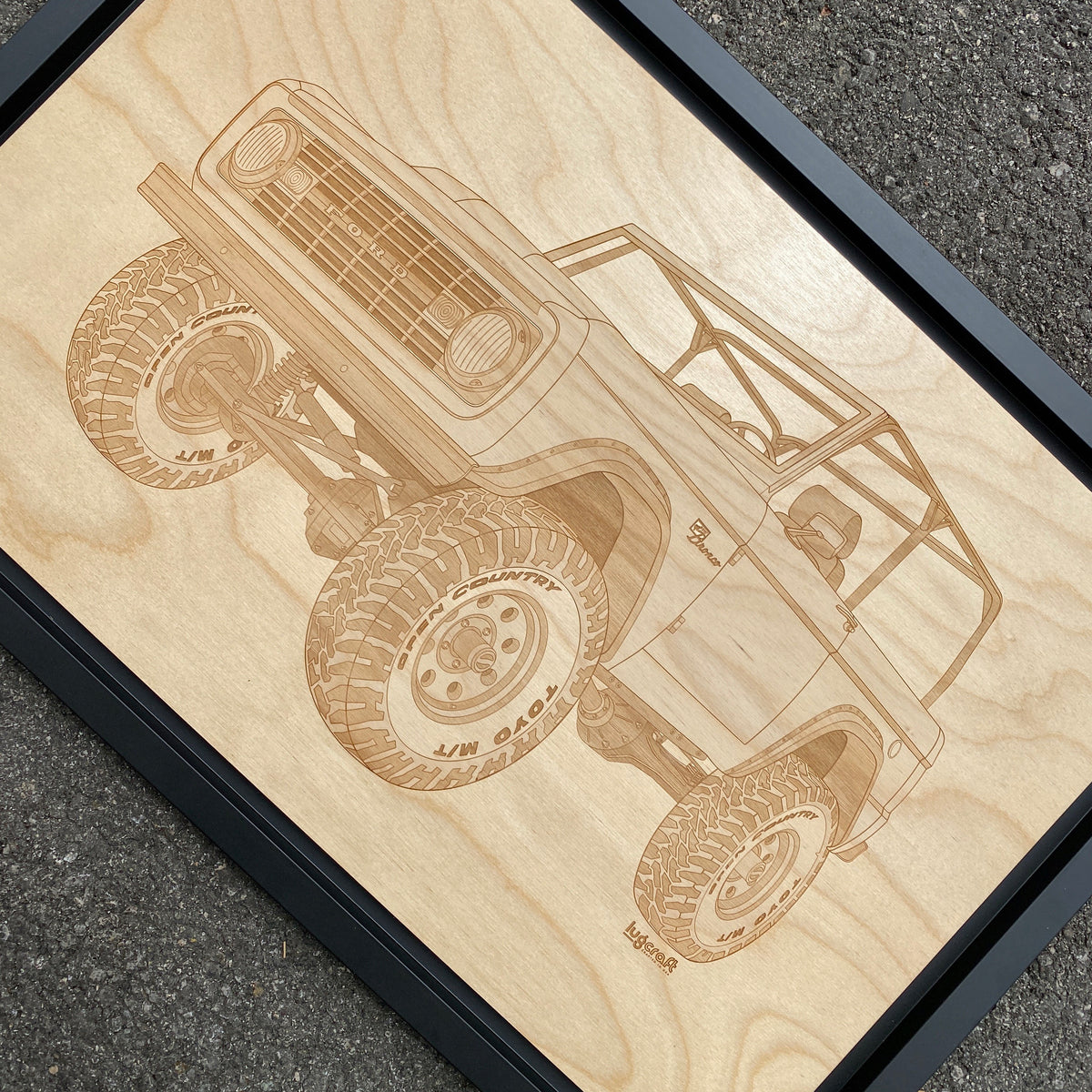 Ford Bronco Classic Framed Wood Engraved Artwork